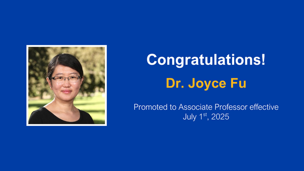 Dr. Joyce Fu Promoted to Associate Professor 