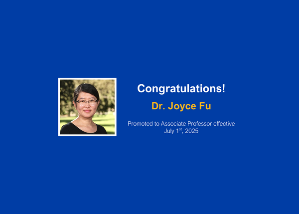 Dr. Joyce Fu Promotion to Associate Professor