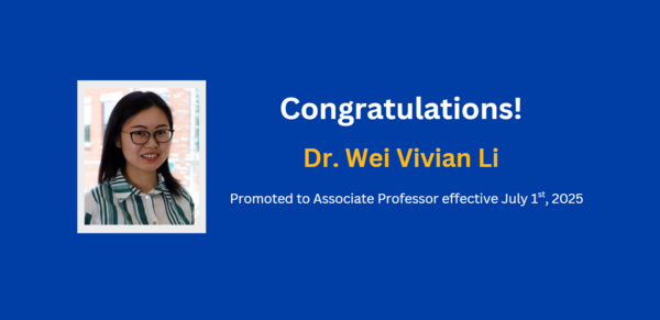 Dr. Wei Vivian Li Promotion to Associate Professor
