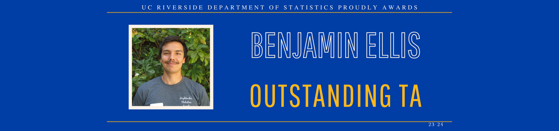 Benjamin (Jeff) Ellis awarded Outstanding TA