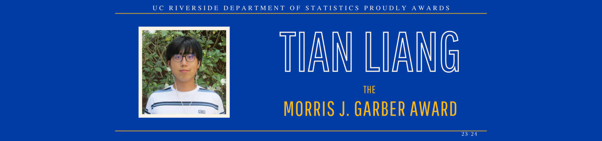 Tian Liang awarded the Morris J. Garber Award