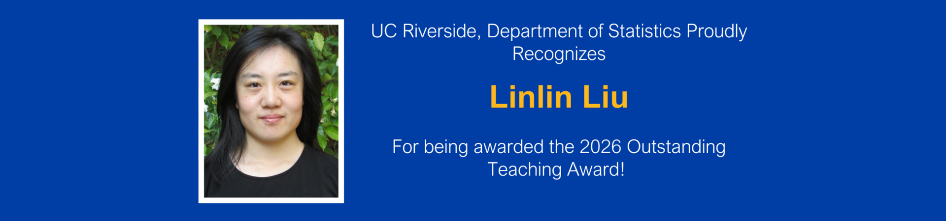 Linlin Liu is awarded 2026 Outstanding Teaching Assistant