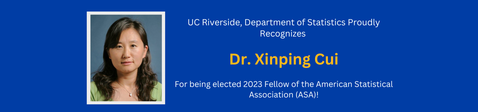 Dr. Xinping Cui elected 2023 fellow of the ASA