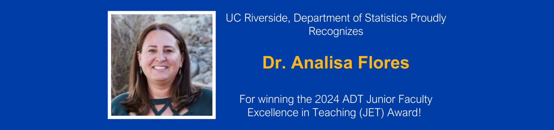 Dr. Analisa Flores winning 2024 ADT JET Award